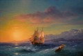 IVAN KONSTANTINOVICH AIVAZOVSKY Ship at Sunset off Cap Martin sailing